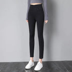 Jeans taille haute élastique pour femme printemps et automne