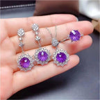Ensemble de bagues, pendentifs et boucles d'oreilles grenat rouge pour femme