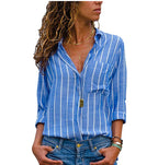 Fashion Multicolor Striped Long-Sleeved Shirt Women