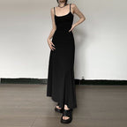 Robe gainante taille haute à bretelles, couleur unie, décontractée, coupe trapèze, longueur genou pour femmes