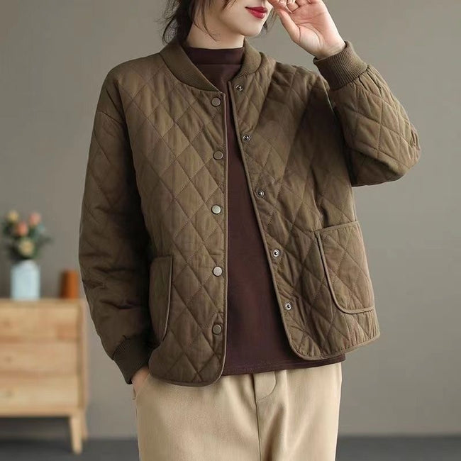Manteau en coton pour femmes, automne et hiver, matelassé losange, fin et léger, veste rembourrée de coton Hover Image