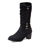 Bottes hautes à talons hauts en jean pour femmes
