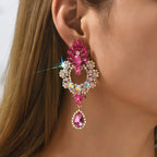 Boucles d'oreilles pendantes de luxe en strass larmées, grandes boucles d'oreilles élégantes tendance, bijoux de déclaration pour femmes, accessoires de fête, de bal et de mariage.