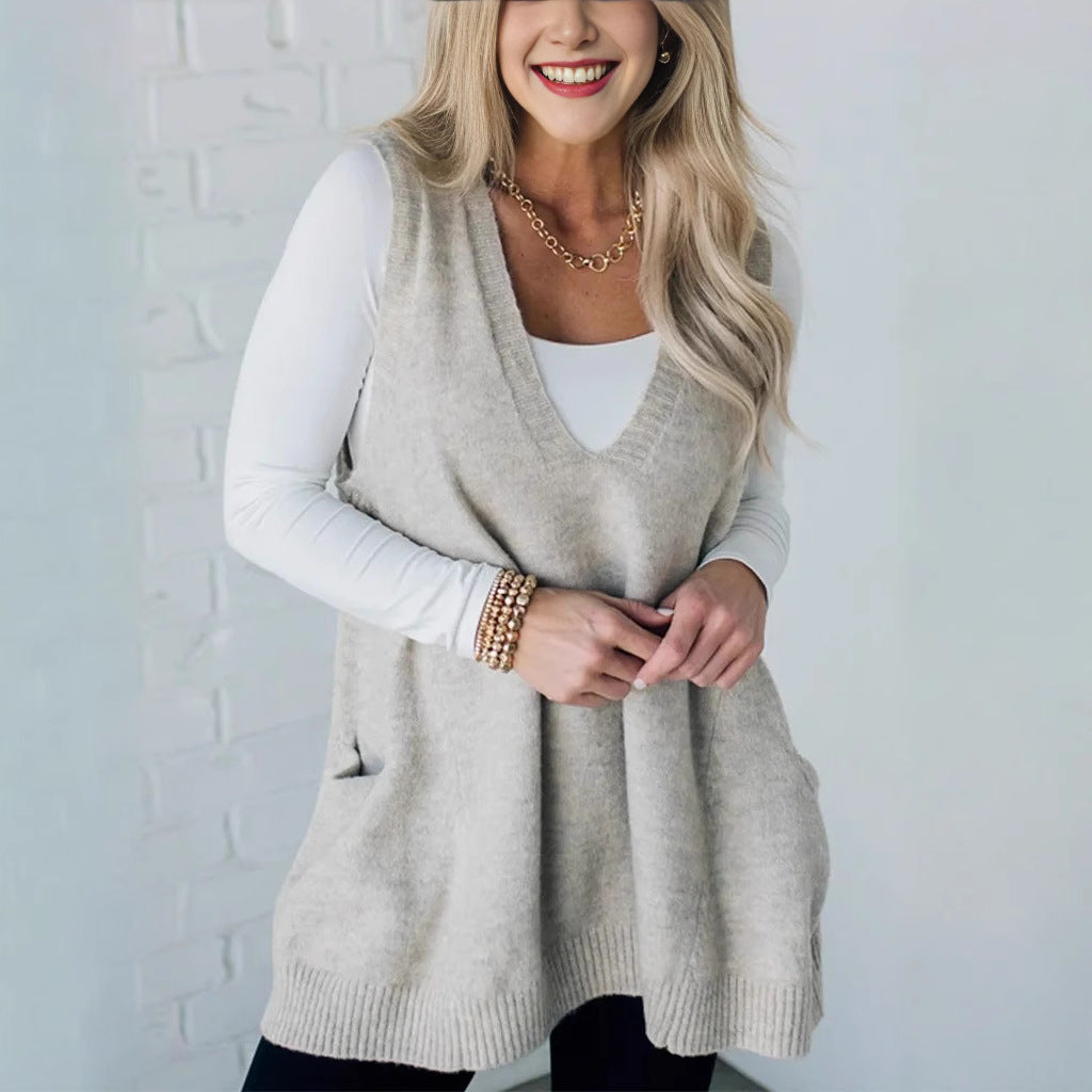 Gilet décontracté en tricot ample pour femme