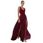 Robe en mousseline patchwork sans manches pour femmes