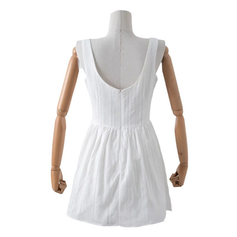 Robe sans manches à col carré et épaules dénudées