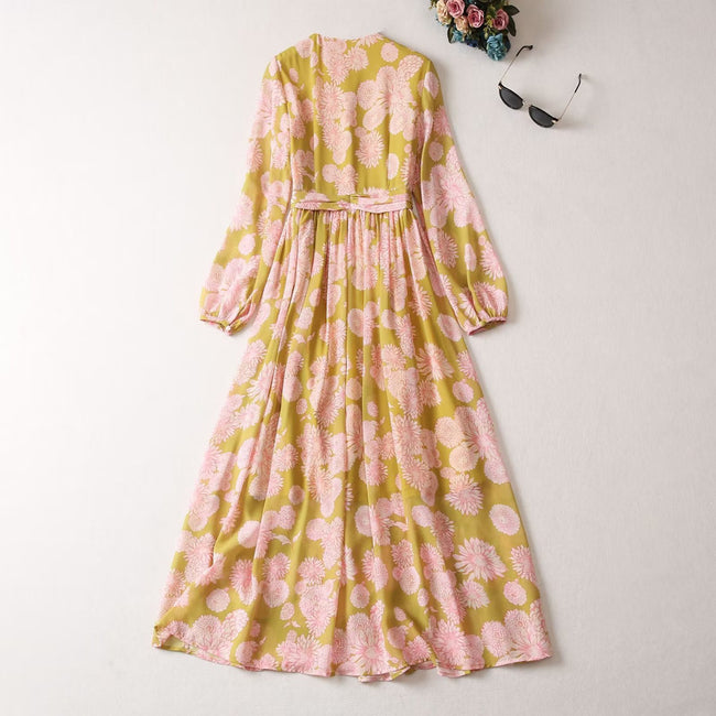 Robe femme à col rond, manches longues chauve-souris, taille nouée Main Image