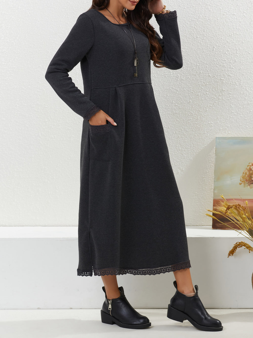 Robe décontractée ample molletonnée pour femme