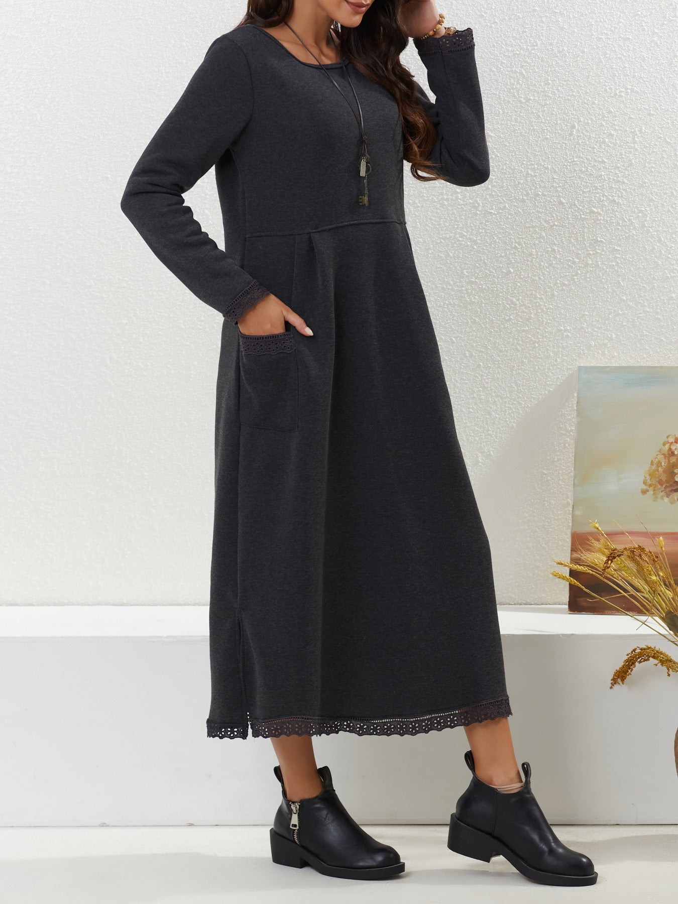 Robe décontractée ample molletonnée pour femme