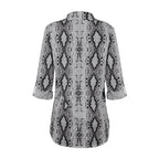 Chemise décontractée ample à manches trois-quarts imprimé léopard pour femme