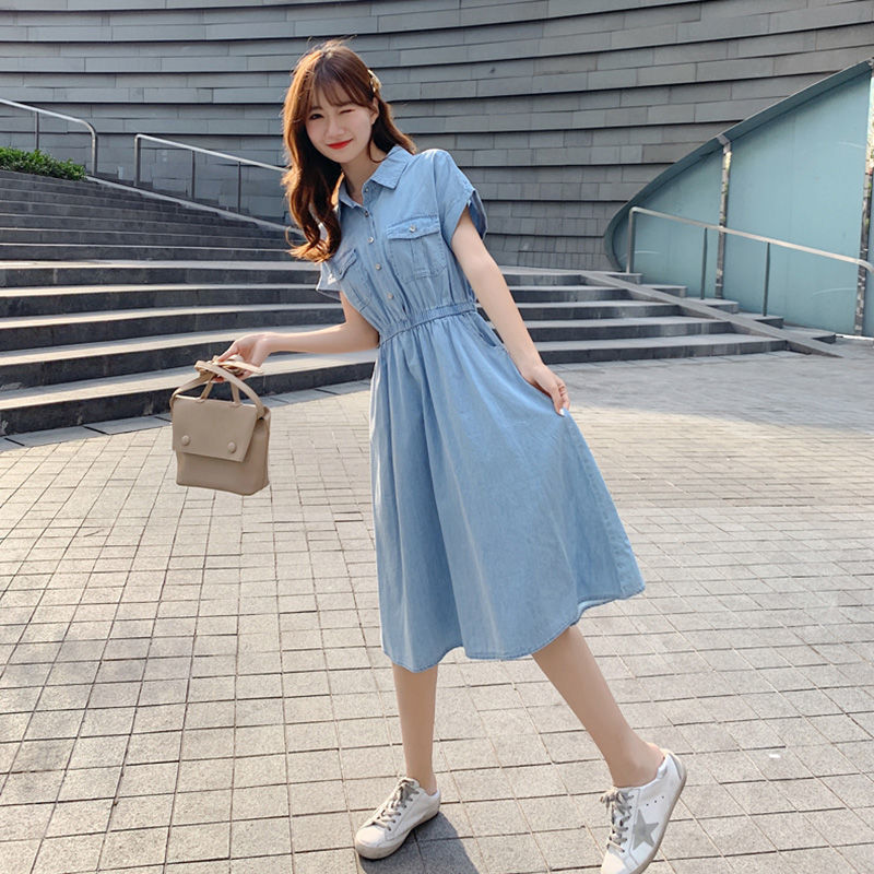 Robe d'été en jean de soie glacée femme