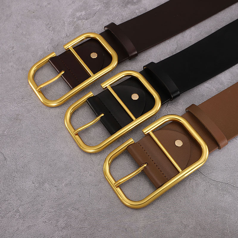 Ceinture large en cuir de vache pour femme