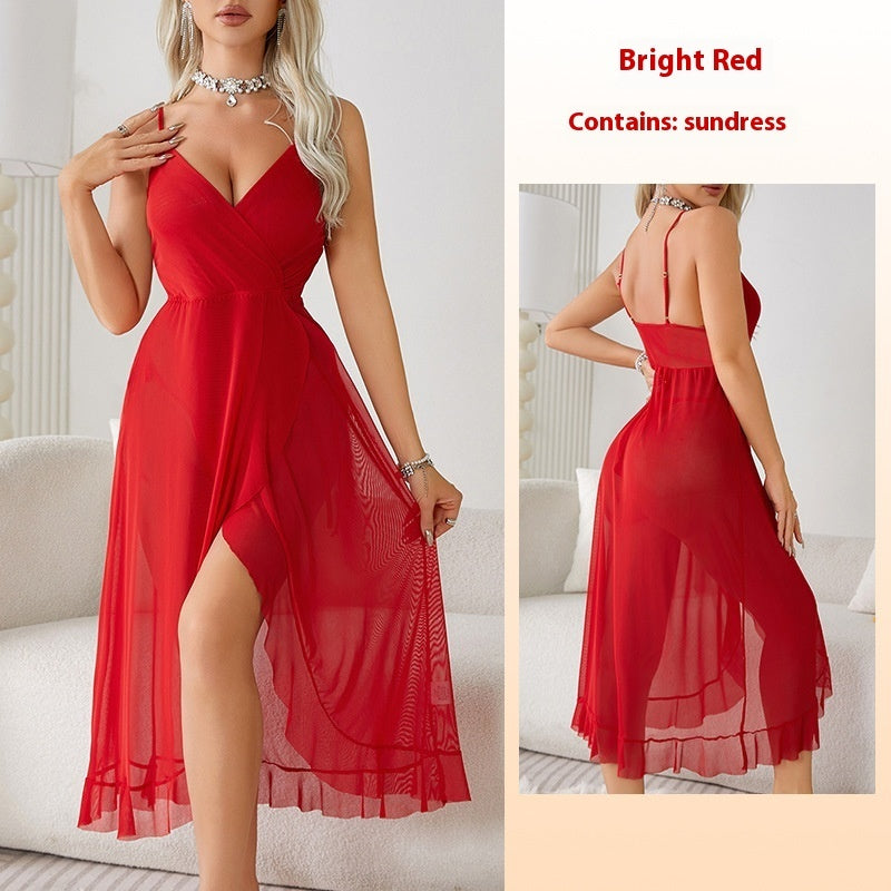 Robe sexy sans manches à col en V et dos nu