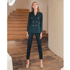 High-end Professional Dark Green Plaid Suit Set