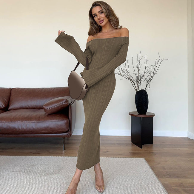 Robe unie asymétrique pour femme Main Image