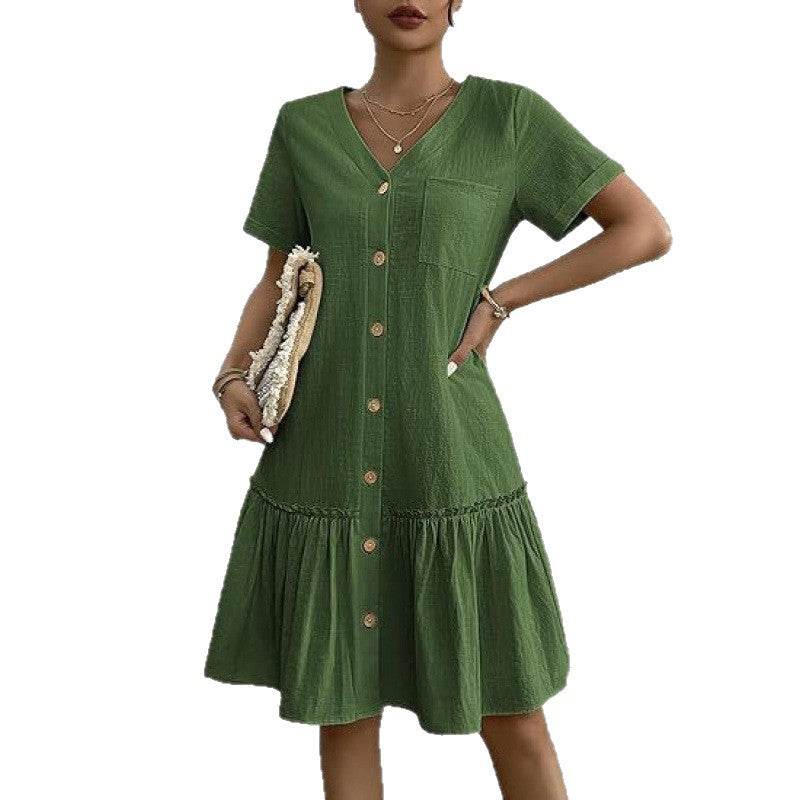 Robe d'été ample en coton et lin pour femme