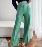 Pantalon ample droit femme taille haute décontracté