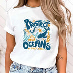 T-shirt Premium Chaud Protégez l'océan Imprimé