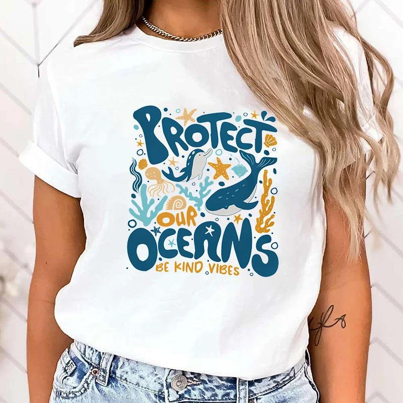 T-shirt Premium Chaud Protégez l'océan Imprimé