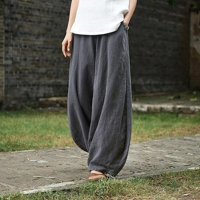 Pantalon ample taille haute grande taille décontracté pour femme Main Image