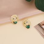 Boucles d'oreilles tête de lion de style punk rétro pour femmes, bijoux de personnalité européens et américains