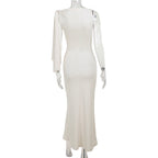 Robe longue à ruban asymétrique Ins, robe sans manches moulante pour soirée et club pour femmes