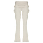 Pantalon évasé femme taille haute plissée style urbain américain