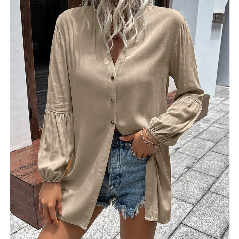 Robe chemise décontractée ample à boutonnage simple pour femme