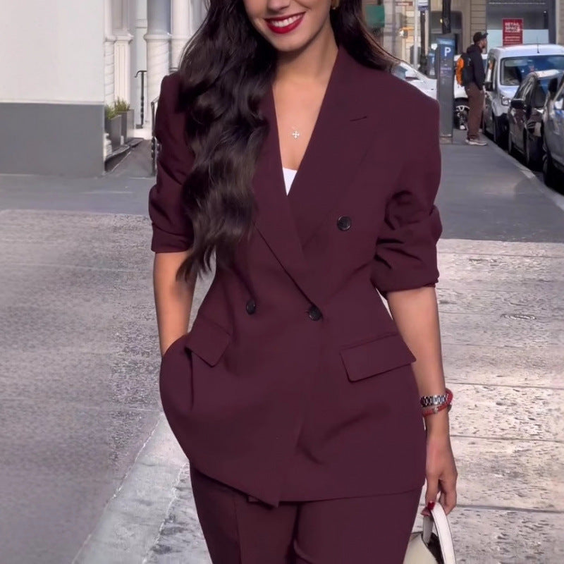 Tailleur Blazer Élégant Col V Femme