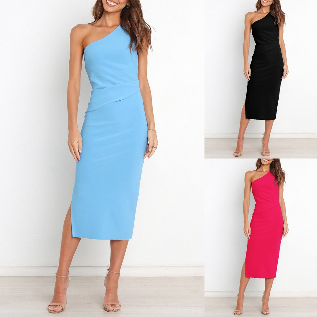 Robe plissée asymétrique pour femme