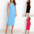 Robe plissée asymétrique pour femme