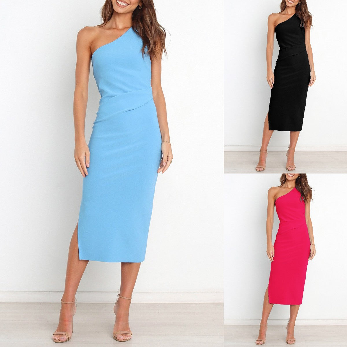 Robe plissée asymétrique pour femme