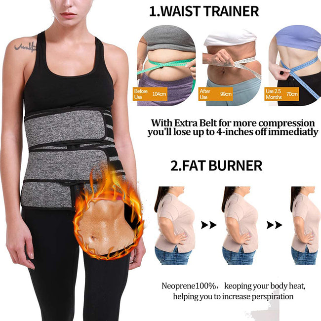 Combinaison gainante pour femme – Corset amincissant d'entraînement avec 2-3 ceintures, pour la transpiration abdominale Main Image