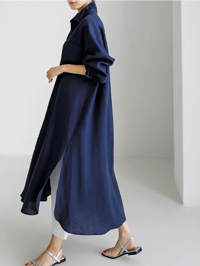 Cardigan Femme Coton et Lin Robe Mi-Manches Femme