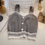 Gilet court en maille pour femme Sweet Wind Love Button