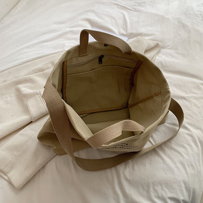 Sac fourre-tout en toile à lettres grande capacité pour femmes Main Image