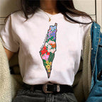 Palestine T-shirts Femme Bande dessinée Japonaise T-shirt Femme Drôle