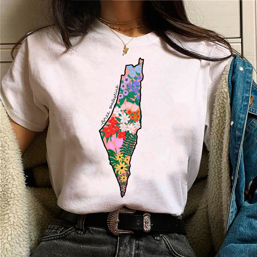 Palestine T-shirts Femme Bande dessinée Japonaise T-shirt Femme Drôle