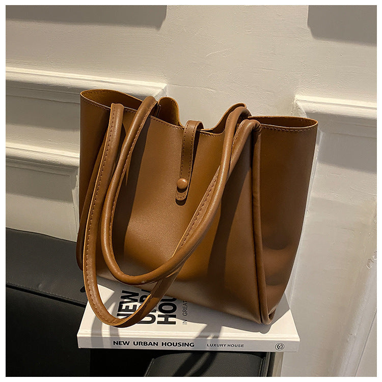 Sacs fourre-tout décontractés de grande capacité pour femmes, sac à bandoulière de shopping de couleur unie avec portefeuille, sac à main pour dames