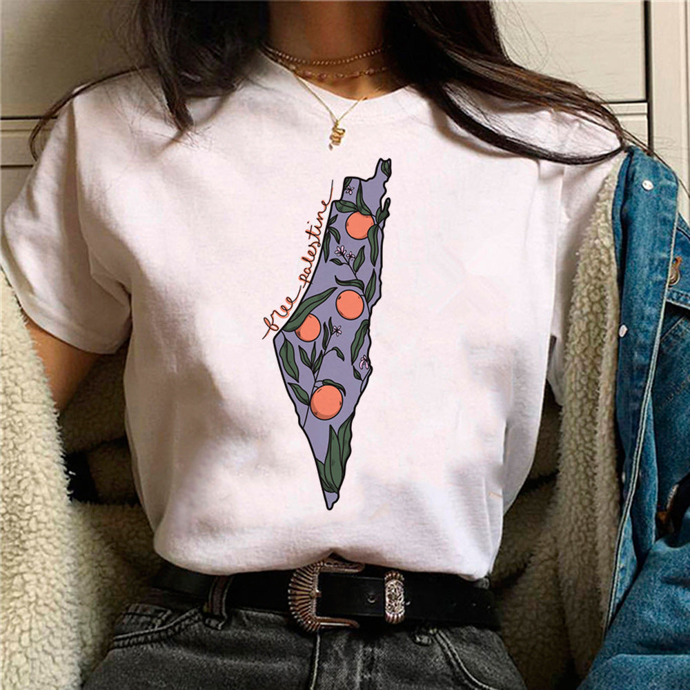 Palestine T-shirts Femme Bande dessinée Japonaise T-shirt Femme Drôle
