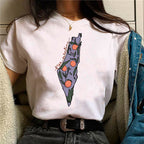 Palestine T-shirts Femme Bande dessinée Japonaise T-shirt Femme Drôle