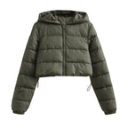 Doudoune courte en coton multicolore avec capuche pour femme