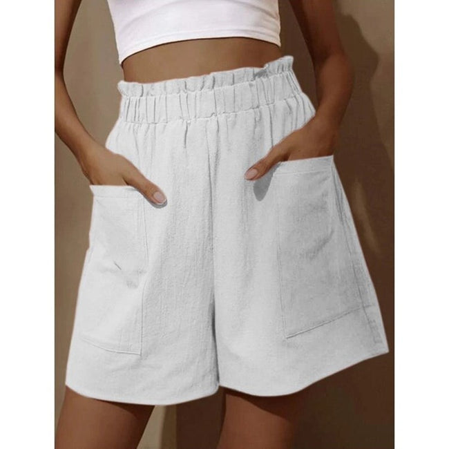 Short décontracté ample avec poches Taille Haute Élastique Femme Main Image