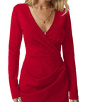 Fashion Sexy Deep V-neck Sexy Autumn Dress