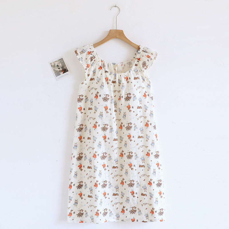 Robe camisole en gaze de coton avec coussinets de poitrine pour femme