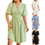 Robe à col en V à manches courtes Robe tendance à manches cloche Vêtements d'été pour femmes