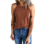 Nouvelle veste d'été sans manches unie à col rond pour femme