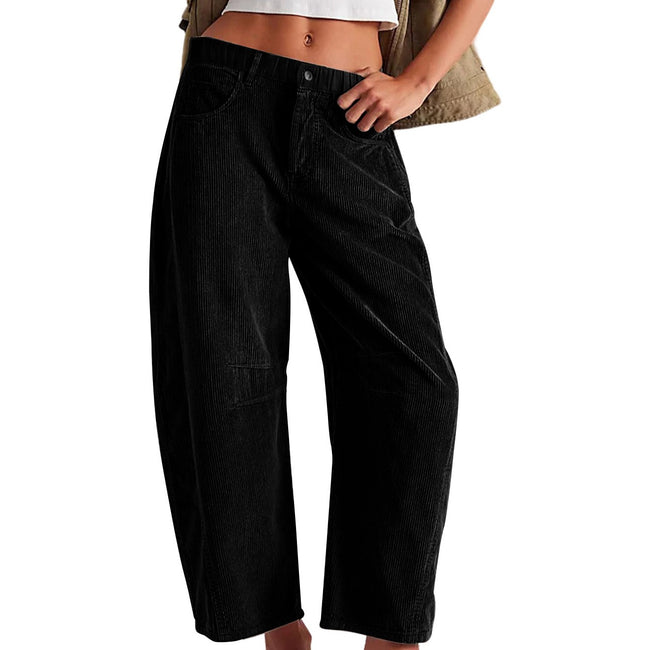 Pantalon en velours côtelé ample et droit de style européen et américain pour femme Main Image