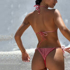 Maillot de bain bikini imprimé avec nœud pour femme