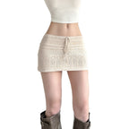 Jupe Courte Taille Basse à Lacets Style Niche, Pur et Doux